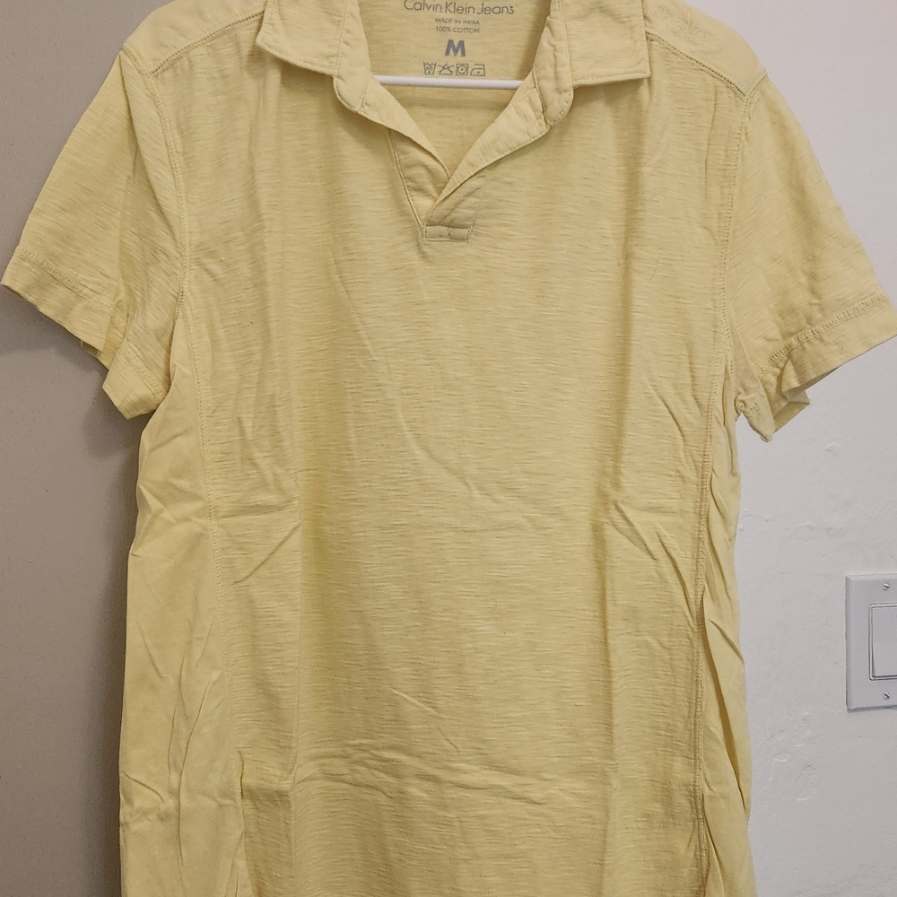 Calvin Klein Jeans Yellow Polo Shirt Casual Cotton Blend